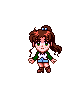 an animated sprite of a chibified Makoto Kino transforming into Sailor Jupiter
