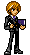 Light Yagami wearing a suit and writing in a Death Note.